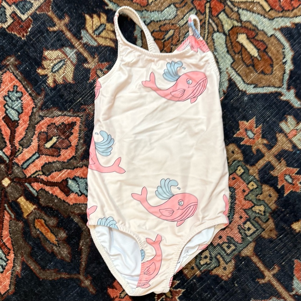 Mini Rodini Pink Whale Print Swimsuit Size 104/110 (3-5 Years)